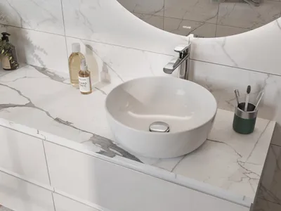 Интересные идеи для столешницы в ванной: фотообзор