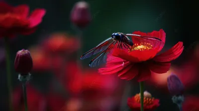 Стрекозы на цветке: фото в 4K разрешении