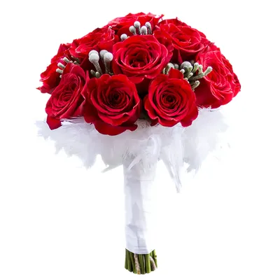 Фото свадебного букета из красных роз в большом размере