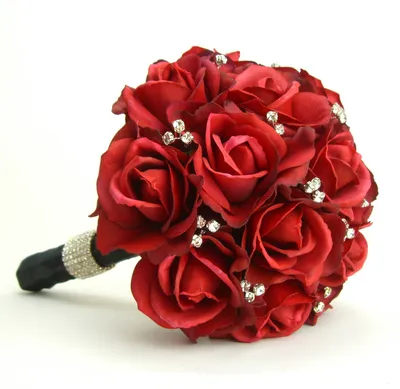 Фотография красного свадебного букета с розами