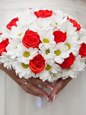 Изображение свадебного букета с розами для открытки