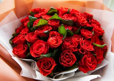 Фотография красного свадебного букета с розами на фоне неба