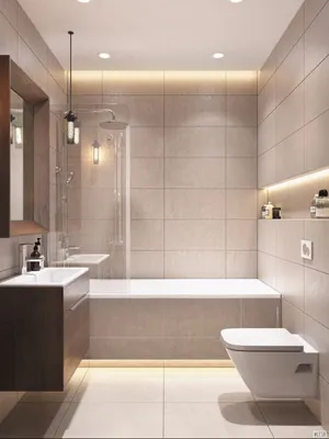 Фото светлой ванной комнаты с современным дизайном
