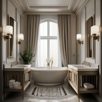 Светлая ванная комната с видом
