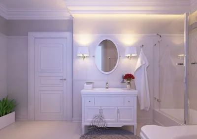 Светлая ванная комната с двойной раковиной