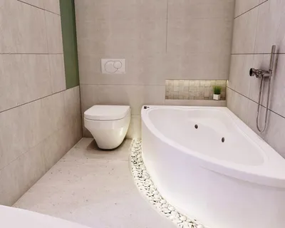 Светлая ванная комната с деревянными элементами