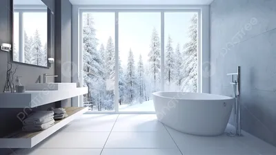 Светлая ванная комната с зеркальными поверхностями