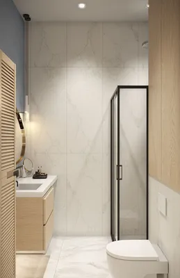 Фото светлой ванной комнаты с разными размерами изображений