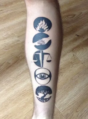 Символы фракций на фото - татуировки из фильма Дивергент