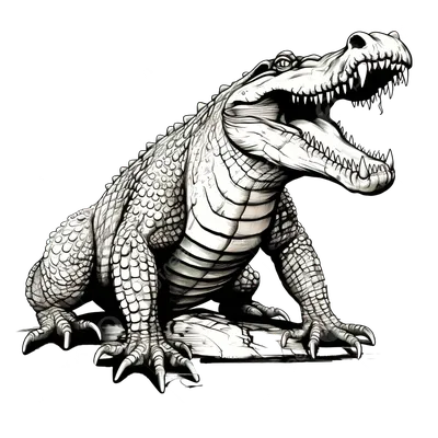 Тату крокодил - фотография с тонкими линиями