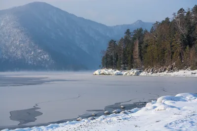 Зимние оттенки: Картинки Телецкого озера зимой для скачивания