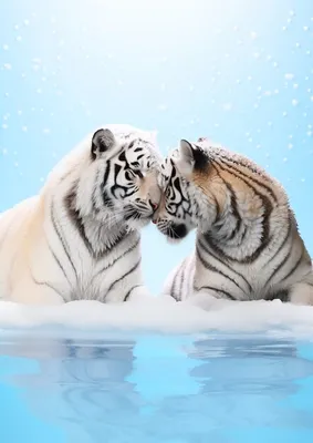 Изображение Тигр и львица в стиле поп-арта