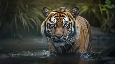 Тигр под самой гладью воды