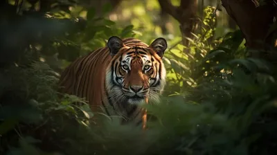 Тигр в джунглях: картина природы и силы