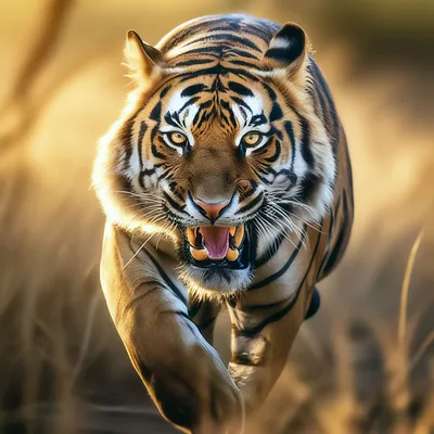 Фотография тигра, быстро преследующего свою добычу