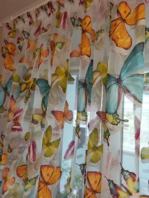 Фото тюльного полотна с разнообразными бабочками и форматом PNG для загрузки