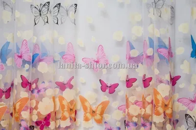 Фото тюля с прекрасными бабочками и выбором формата для скачивания на странице с разными изображениями