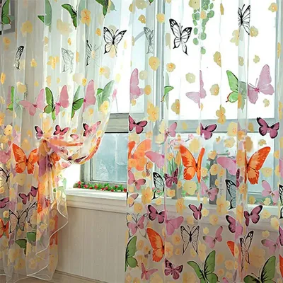Фотка тюля с красивыми бабочками