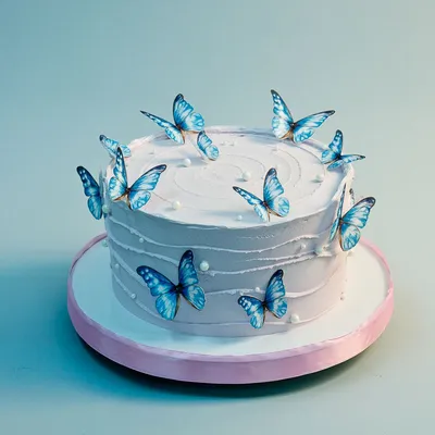 Бабочки на торте: фото для скачивания в PNG