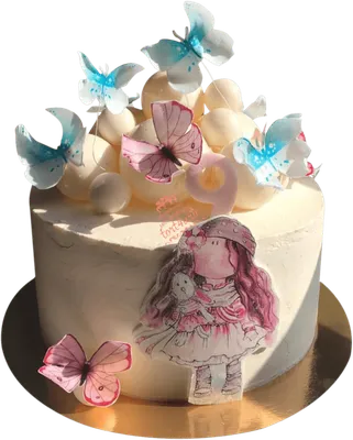 Бабочки на торте: PNG изображение для использования в графических проектах