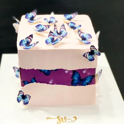 Фото торта с бабочками в формате PNG