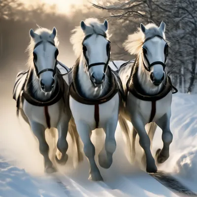 Зимняя тройка лошадей: Картинка