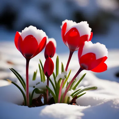Цветы в снегу  фото