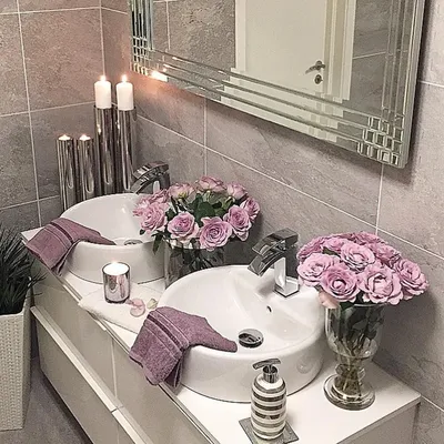 Full HD фото цветов в ванной комнате