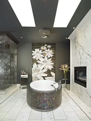 Фотоарт цветов в ванной комнате в HD качестве