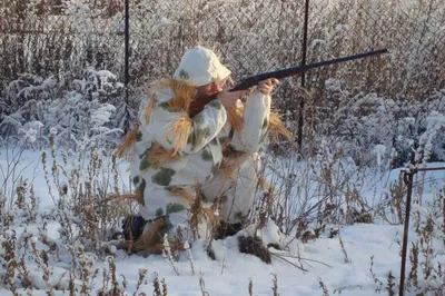 Фотография зимнего охотника: Убитый кабан на снимке