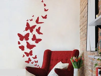 Украшение стен бабочками  фото