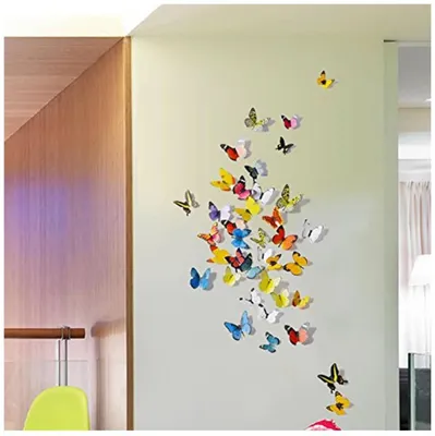 Фото, картинка, изображение - украшение стен бабочками разных размеров