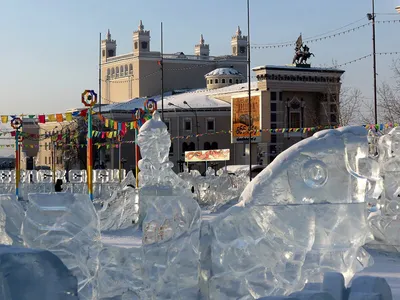 Фотографии города Улан-Удэ в зимнем орнаменте