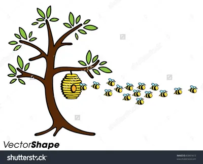 Красочное изображение улья на дереве для рабочего стола