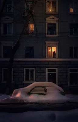 Ночные виды улиц зимой: Заснеженные дорожки в WebP