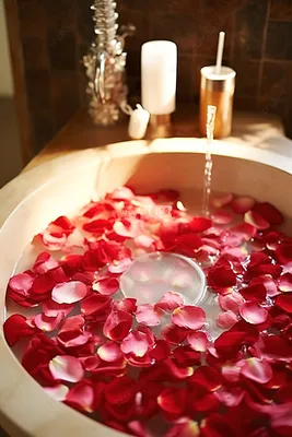 Изображение ванны с лепестками роз: доступно в разных форматах для скачивания