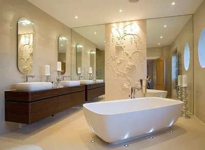 Современный дизайн: идеи декора для ванной комнаты на фото