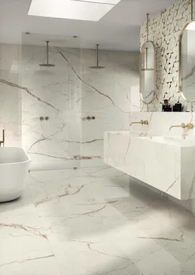 Фото ванны из керамогранита, воплощающей современные тенденции в дизайне