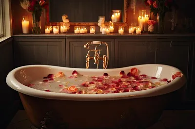 Изображение: Ванна с розами и свечами - идеальное дополнение для вашего дизайна