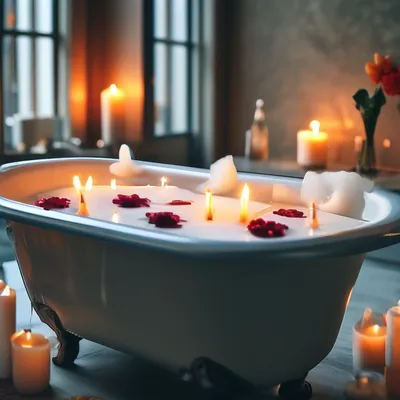 Впечатляющие фотографии Ванны с пеной и свечами