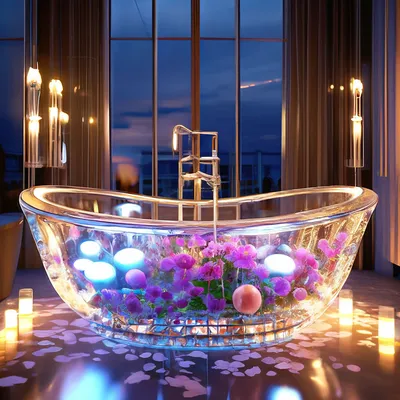 Романтическая атмосфера в ванной комнате с пеной и свечами