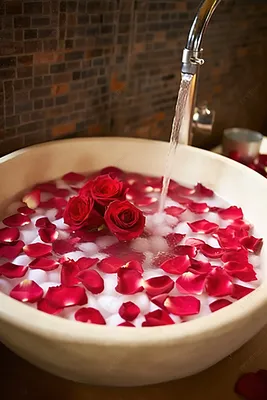Фотооригинал ванной с бутоны роз 
