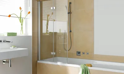 Фото ванной комнаты со стеклянной шторкой в HD качестве для скачивания