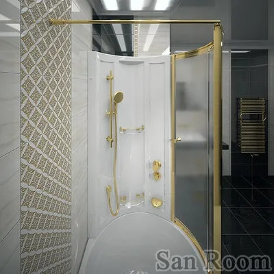 Фото ванной комнаты со стеклянной шторкой - скачать в HD качестве