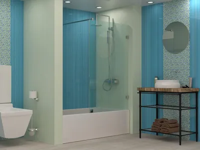 Фото ванны с шторкой из прозрачного стекла