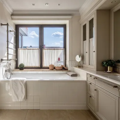 Расслабление с видом: ванная комната с ванной у окна. Фото!