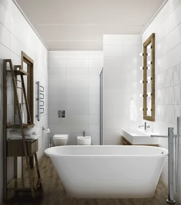 Фото ванной комнаты в белом цвете с дизайном