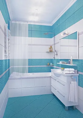 Картинка ванной комнаты в бирюзовых тонах