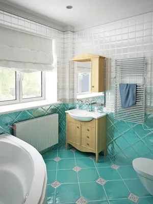 Фото ванной комнаты в бирюзовых тонах