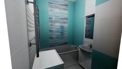 Картинка ванной комнаты с бирюзовым дизайном